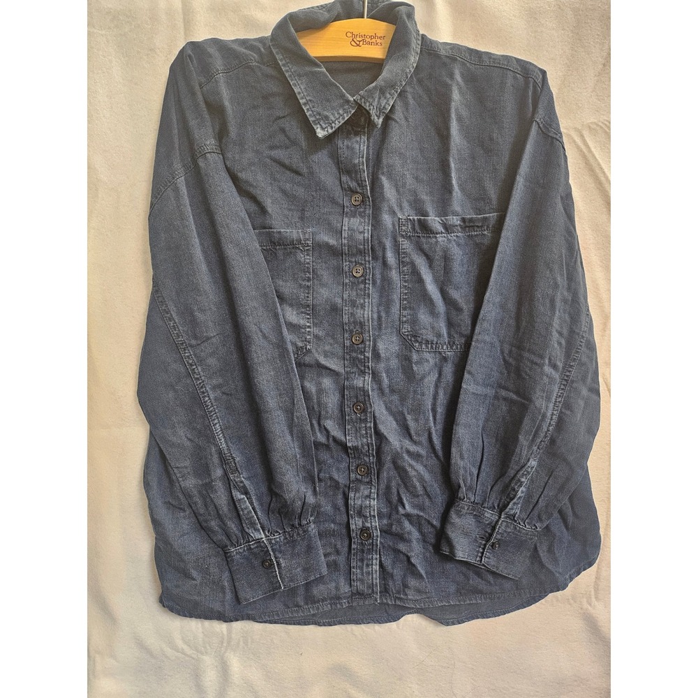 Banana Republic Womens Medium Blue Indigo Denim Button Down Shirt BRFS-131